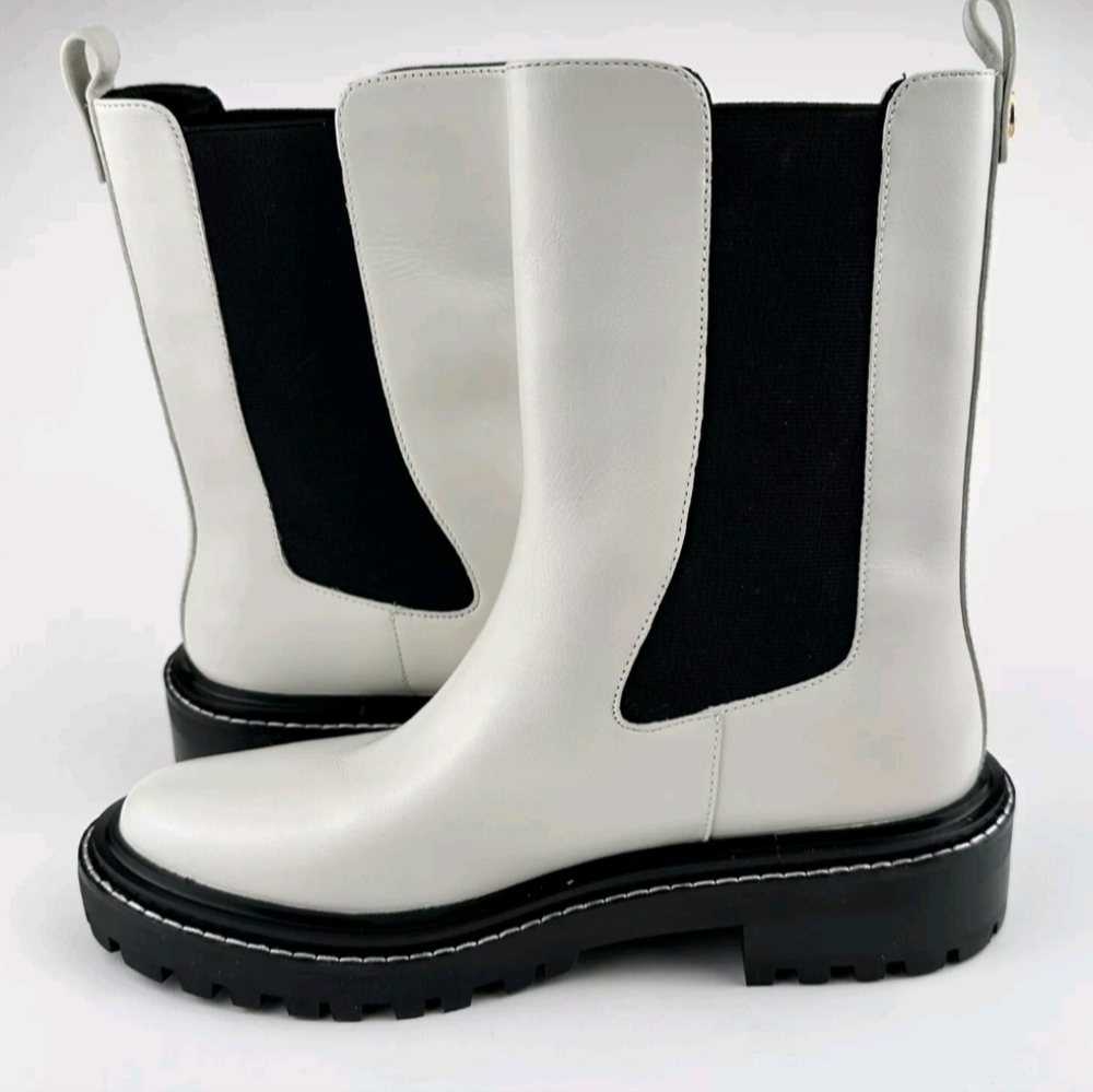 New Tory Burch Benton Leather Ankle Boot In New Ivory Sz 10.5